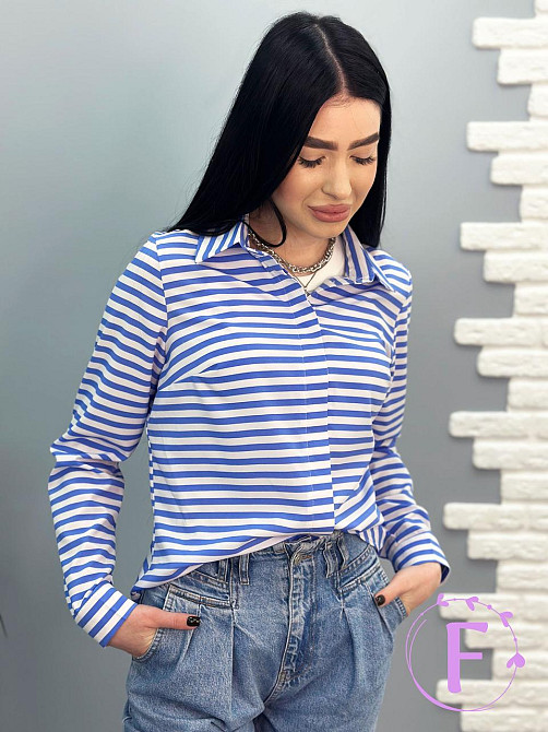 Сорочка з довгими рукавами "Strike" оптом | Батал | Розпродаж моделі 50-52, Блакитна смужка Київ - фото 1