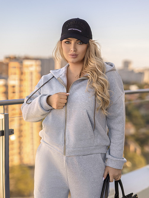 Утеплений спортивний костюм жіночий "The best" | Батал Сірий, 50-52 Київ - фото 1