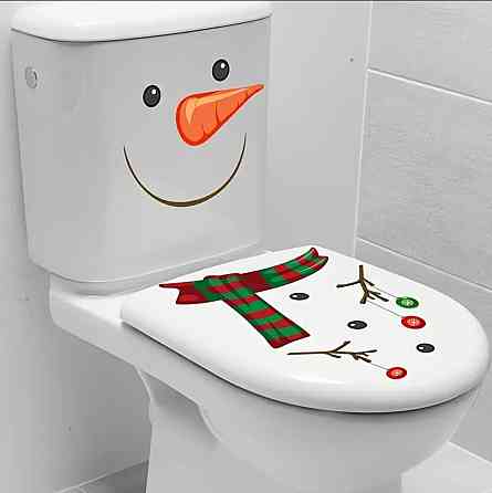 Святкова наклейка Сніговик для ванної кімнати 30 на 30 см білий Київ