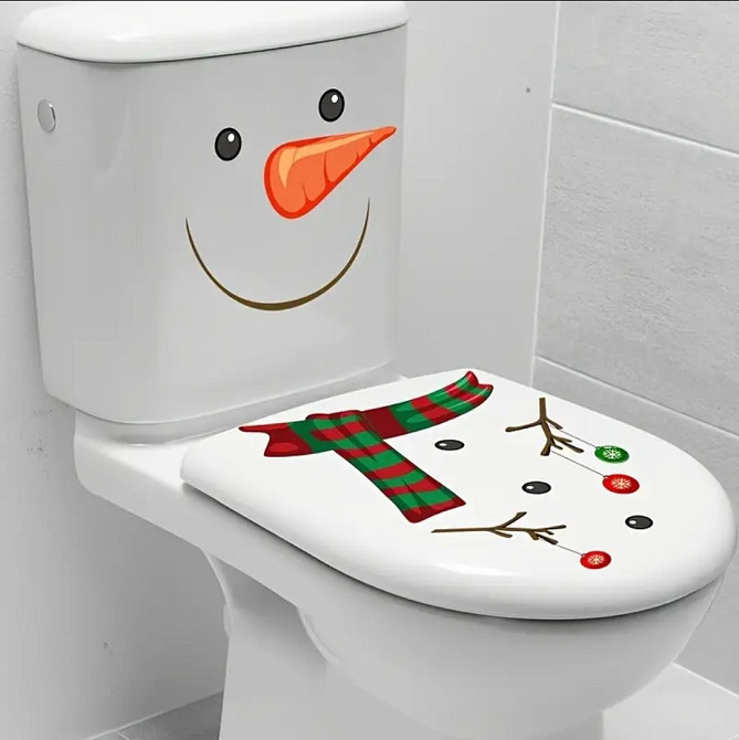 Праздничная наклейка Снеговик для ванной комнаты 30 на 30 см белый Киев - изображение 3