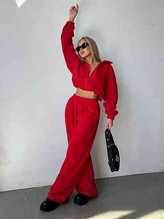Женский теплый прогулочный костюм двойка Красный, 46/48 Одесса