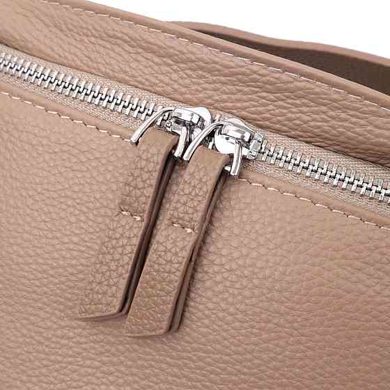 Літня жіноча сумка через плече в класичному кольорі з натуральної шкіри Бежева (Vintage) Київ