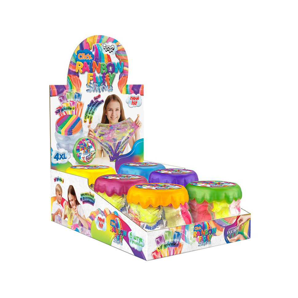 Дитяча в'язка маса, слайм "Rainbow Fluffy Slime" RFS-01-01U з повітряним пластиліном Вінниця - фото 1