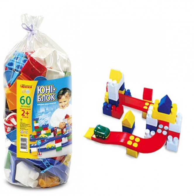 Детский конструктор „Юни-блок”-60 70101, 60 больших деталей Винница - изображение 1