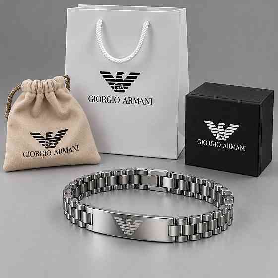 Мужской серебристый браслет Armani ( 20117) Киев