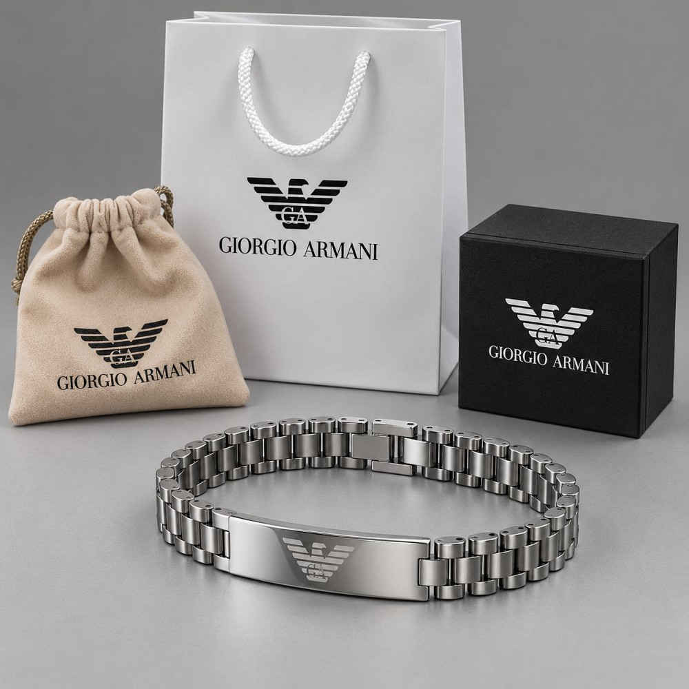 Мужской серебристый браслет Armani ( 20117) Киев - изображение 4