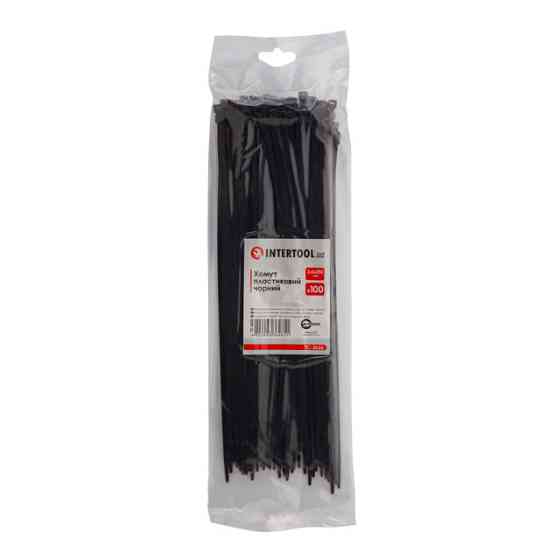 Хомут пластиковий, 3,6×250 мм, 100 шт/упак, чорний INTERTOOL TC-3626 Киев