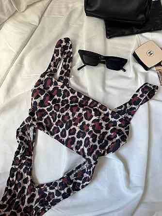 Женский слитный леопардовый купальник монокини из бифлекса M-L Одесса