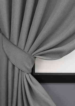 Комплект коротких штор VR-Textil Лен-блэкаут № 1797ш Серый 130х170см 2 шт (35-0380) Киев