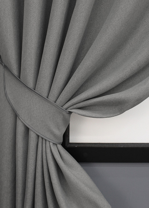 Комплект коротких штор VR-Textil Лен-блэкаут № 1797ш Серый 130х170см 2 шт (35-0380) Киев - изображение 4