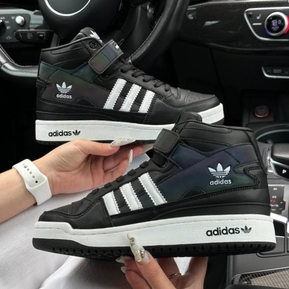 Высокие Чёрные Кроссовки Adidas Forum Кожаные Мужские Ботинки Адидас Форум (размеры: 41,42,43,44,45,46) Днепр - изображение 3