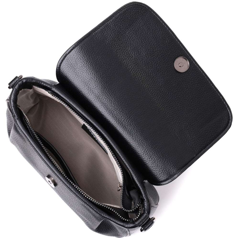 Красивая женская сумка из натуральной кожи Vintage 22330 Черная Киев - изображение 7