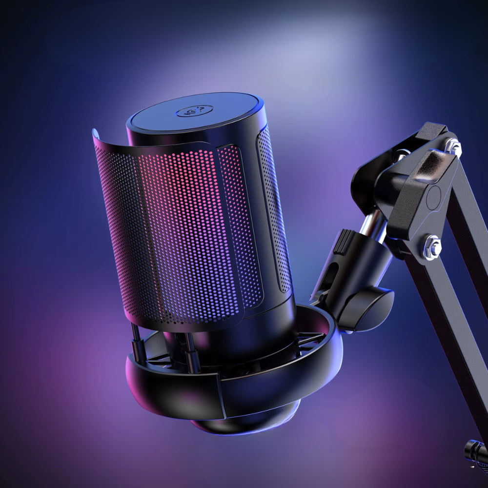 Мікрофон для ПК і ноутбука ME6S для подкастів і стрімінгу з RGB-підсвічуванням USB, шумозаглушенням, кардіоїдною діаграмою, білий Кам'янець-Подільський - фото 2