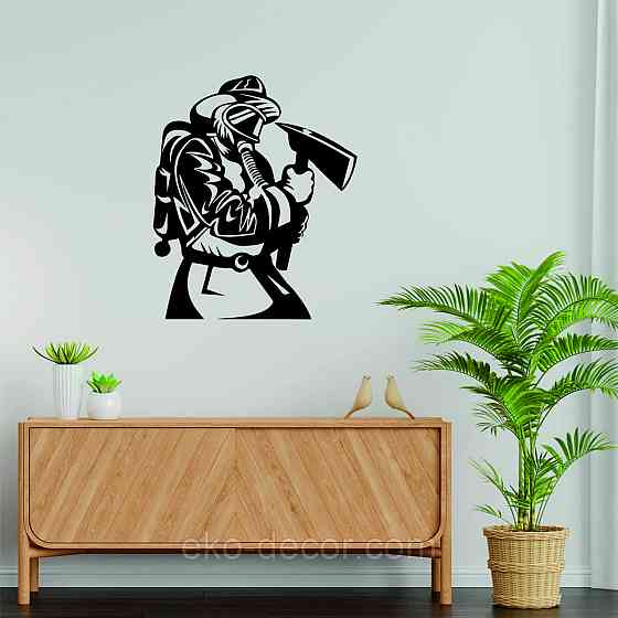 Декоративное настенное Панно «Пожарник» , Декор на стену 110*92 см, Черный Киев