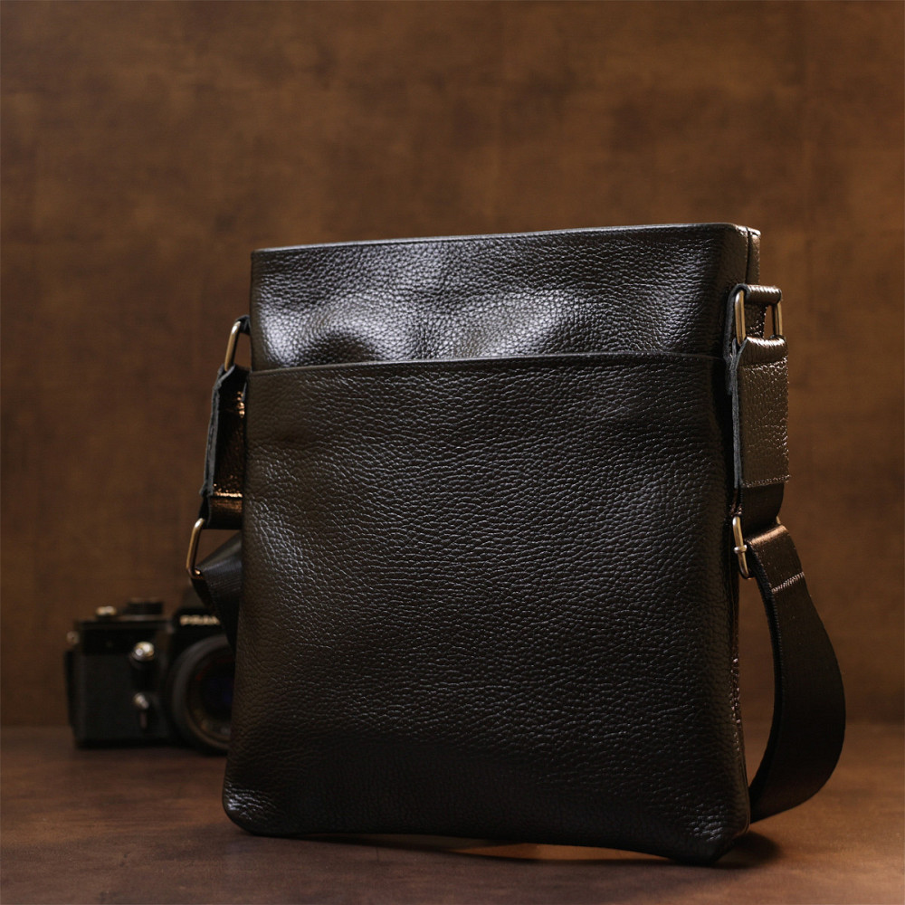 Кожаная добротная мужская сумка через плечо Черный (SHVIGEL) Киев - изображение 2