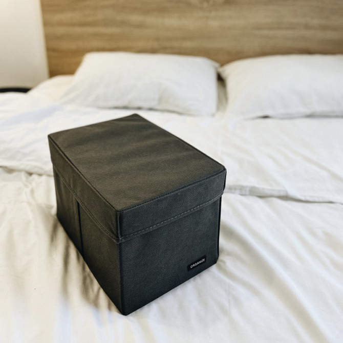 Плотный органайзер для хранения вещей с крышкой 30x19x19 см M HY-M-KR (Серый) Сумы - изображение 3