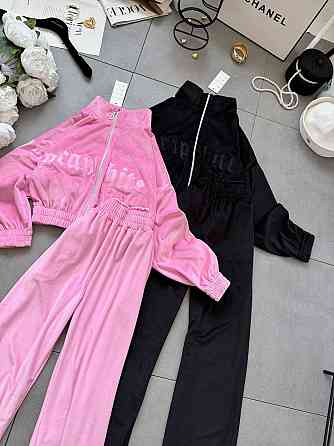 Женский стильный костюм двойка кофта с вышивкой и штаны велюр Черный, 42/44 Одесса