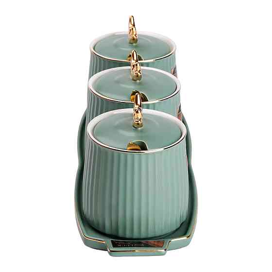 Набір банок з підставкою для сипучих продуктів, 400 мл, зелені HP-15-31 Коломия