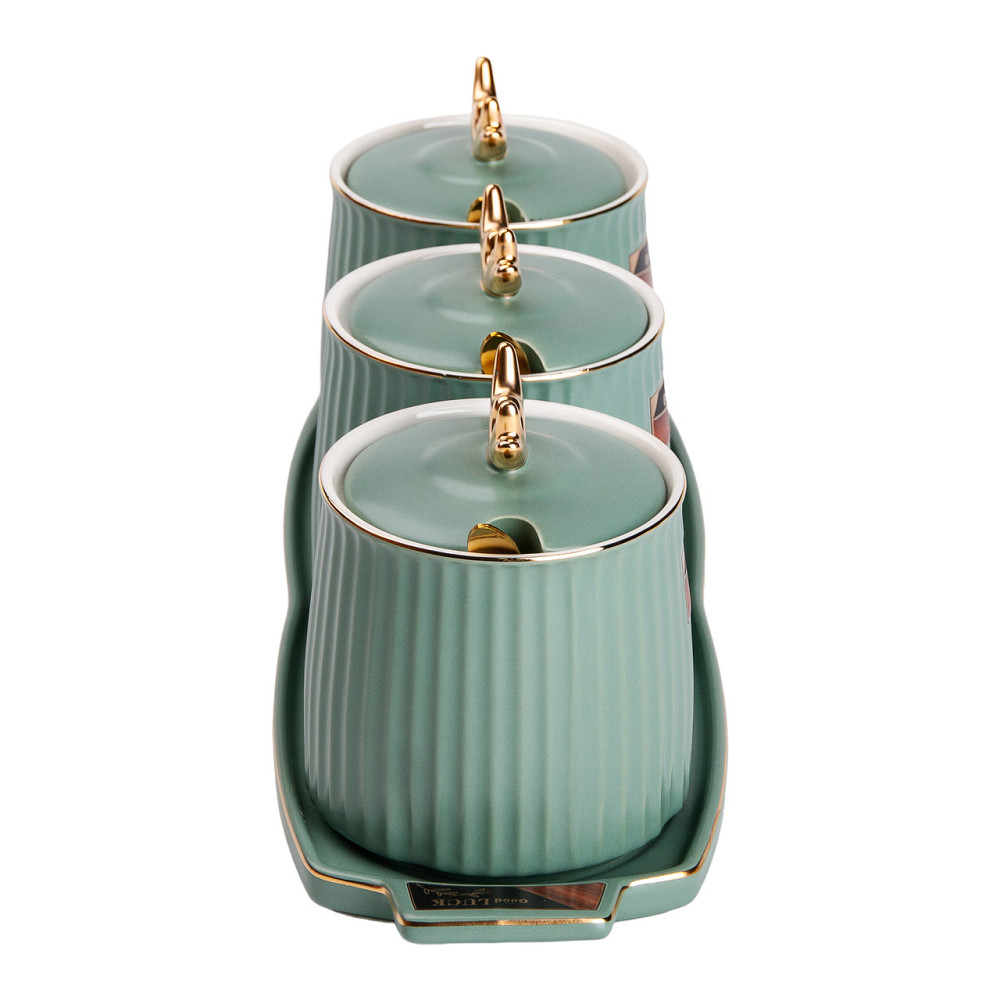 Набір банок з підставкою для сипучих продуктів, 400 мл, зелені HP-15-31 Коломия - фото 3