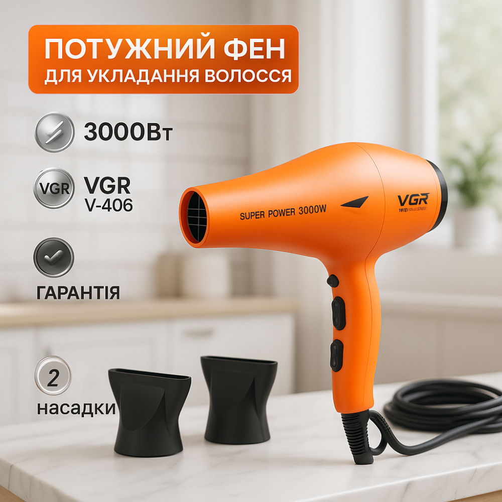 Женский профессиональный фен для укладки волос, Функциональный профессиональный фен TG-82 Львов - изображение 14