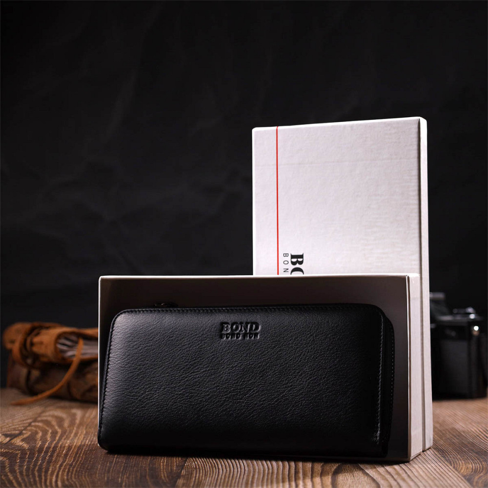 Стильний жіночий гаманець із натуральної гладкої шкіри BOND 22054 Чорний Київ - фото 10