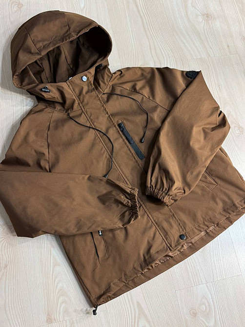Куртка женская YZY 30128 ветровка оверсайз с капюшоном на подкладке one size, коричневый, one size Киев - изображение 11