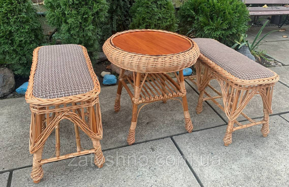 Набір меблів з лози, стіл і лавки Київ - фото 6