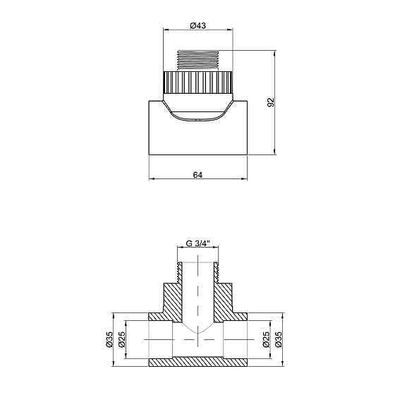Тройник PPR Thermo Alliance 25х3/4"х25 НР Київ