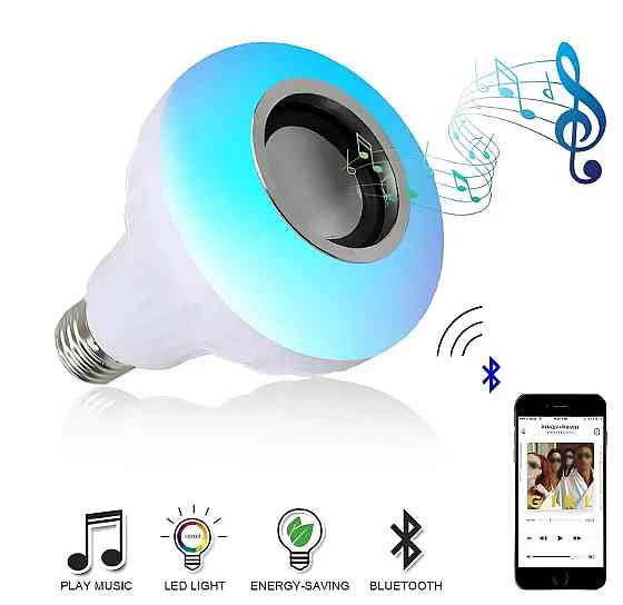 Bluetooth динамик-лампа с пультом, светодиодная лампочка с Bluetooth колонкой Е27, беспроводная Bluetooth лампа с цветным светом Киев