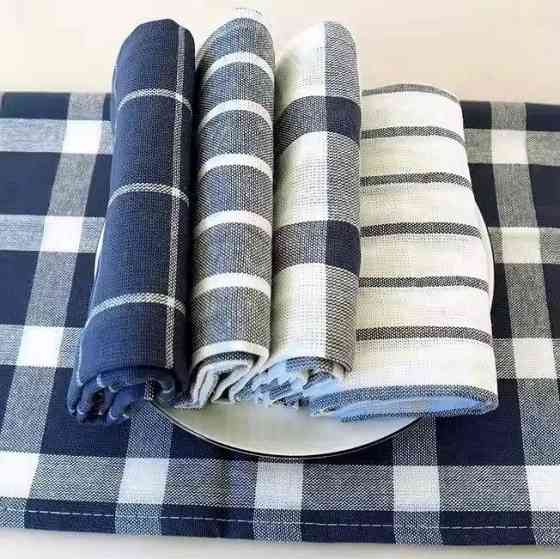 Набір 5 великих кухонних рушників Aquarius 100% бавовна 45 х 70 см Синій/Білий Мультипак Буча