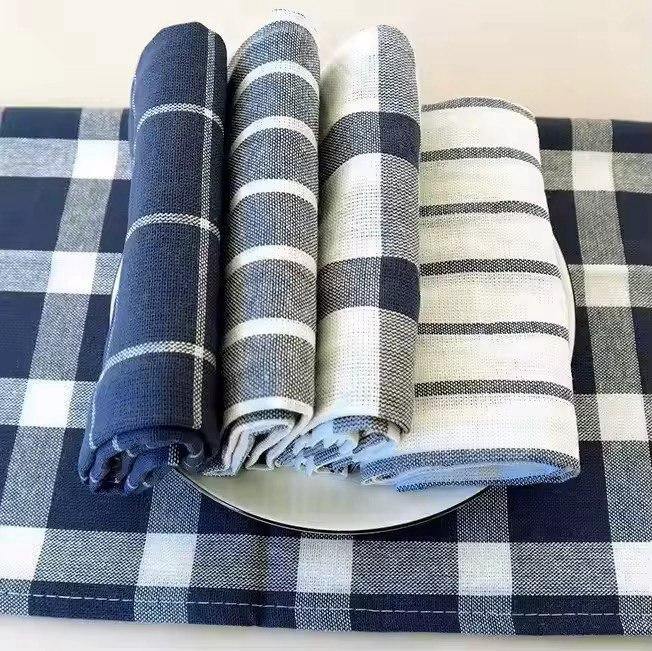 Набір 5 великих кухонних рушників Aquarius 100% бавовна 45 х 70 см Синій/Білий Мультипак Буча - фото 4