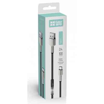 Дата кабель USB 2.0 AM to USB-C 1.0m head metal black ColorWay (CW-CBUC046-BK) Винница