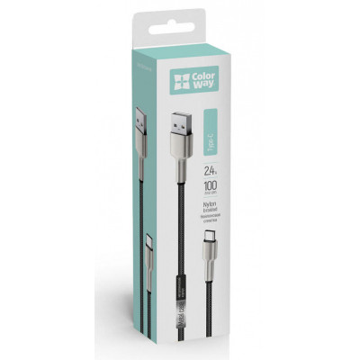 Дата кабель USB 2.0 AM to USB-C 1.0m head metal black ColorWay (CW-CBUC046-BK) Винница - изображение 6