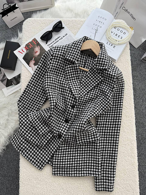 Жіночий стильний принтований костюм-двійка: піджак і спідниця кашемір лапка 50/52 Одеса - фото 7