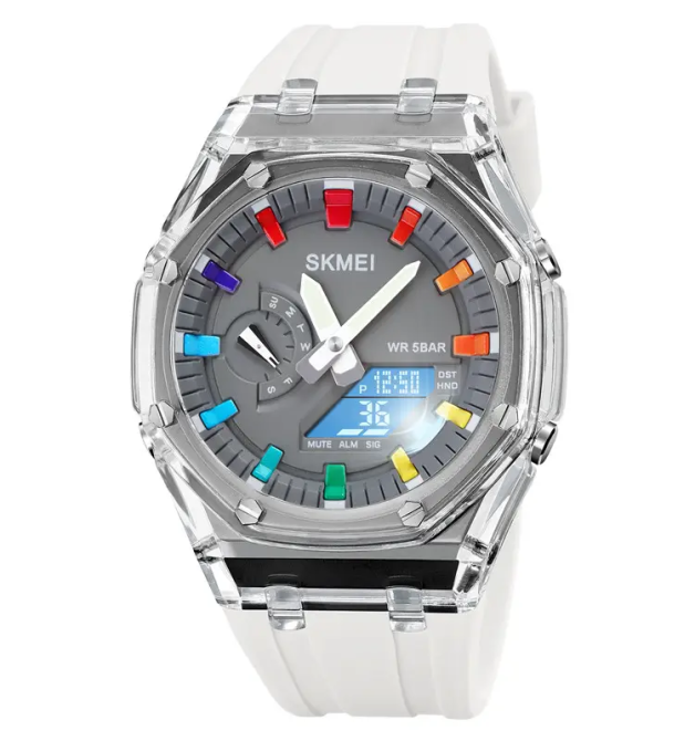 Жіночий спортивний годинник Skmei 2100 (Білий з сірим циферблатом) Вінниця - фото 2