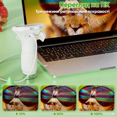 Детский микроскоп DKWAY портативный карманный с экраном Macro IPS KM1000 белый (460589319) Винница - изображение 4