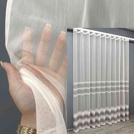 Тюль бамбук с вышивкой и люрексом цвет белый с серым 1816т Киев