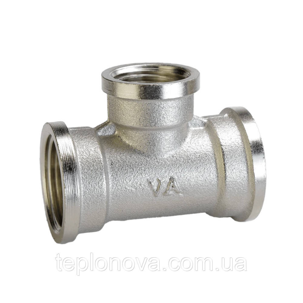 Тройник редукционный никелированный 3/4″ВР х 1/2″ВР х 3/4″ВР штампованный А0212А(нк) VA Черновцы - изображение 2