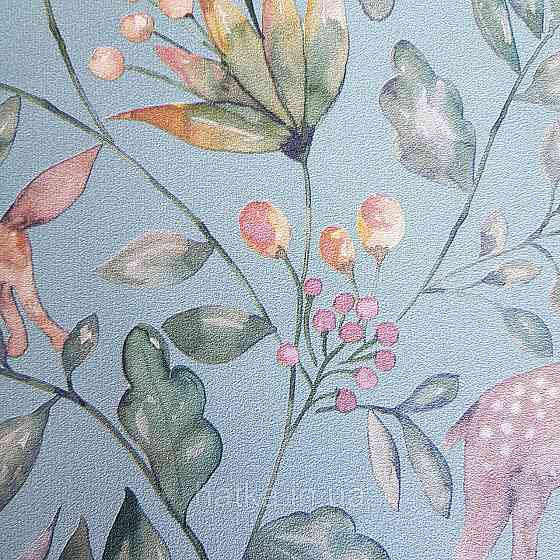 Флізелінові шпалери дитячі BN Doodleedo 0,53 х 10 м тварини олені квіти листя на зеленому Київ