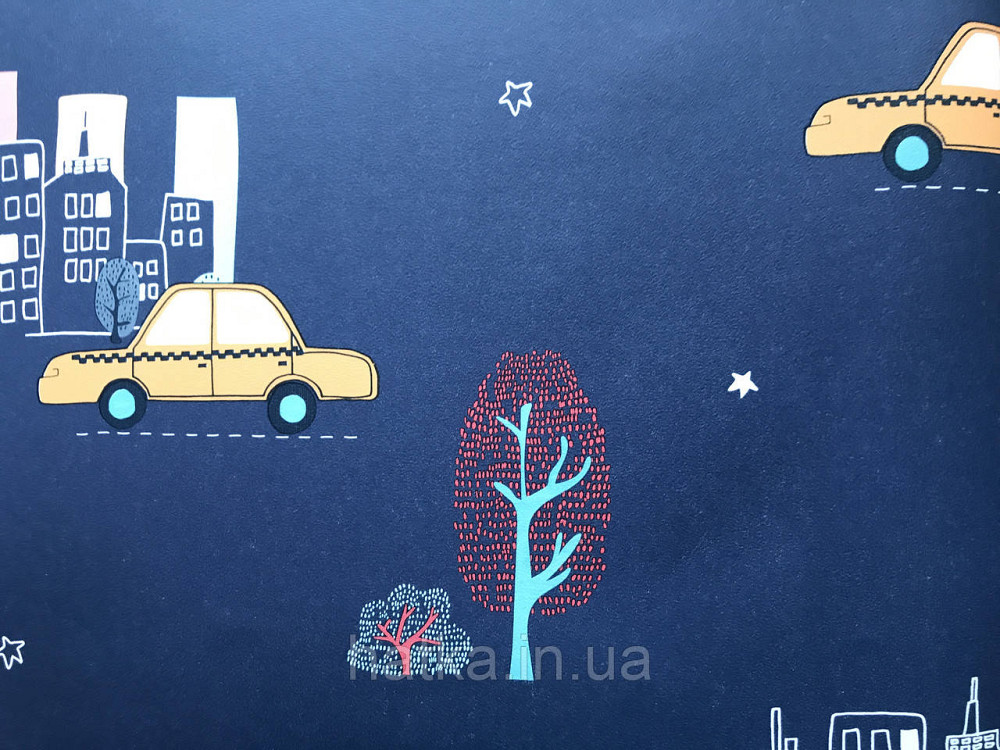 Шпалери флізелінові Decoprint 21108 Sweet Dreams дитячі сині машини зірки 0,53x10,05 м Київ - фото 4
