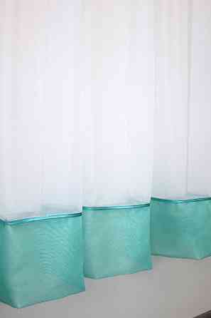 Кухонна фіранка VR-Textil № 047к бірюзовий з білим 280х170 см (50-460) Киев