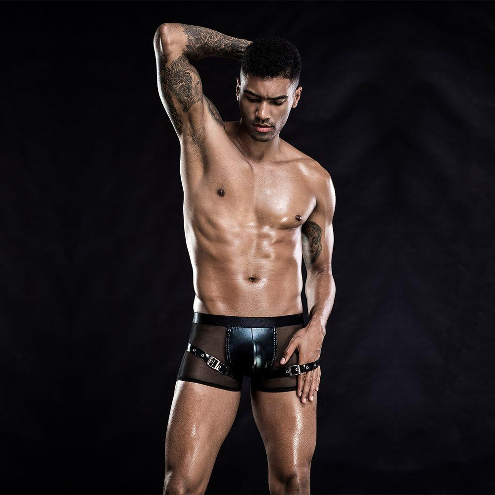 Мужские эротические сетчатые трусы с ремнями, One Size Black Sex Aura Киев - изображение 3