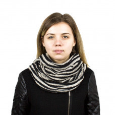 Женский шарф- снуд в полоску бежево-черный Киев - изображение 1