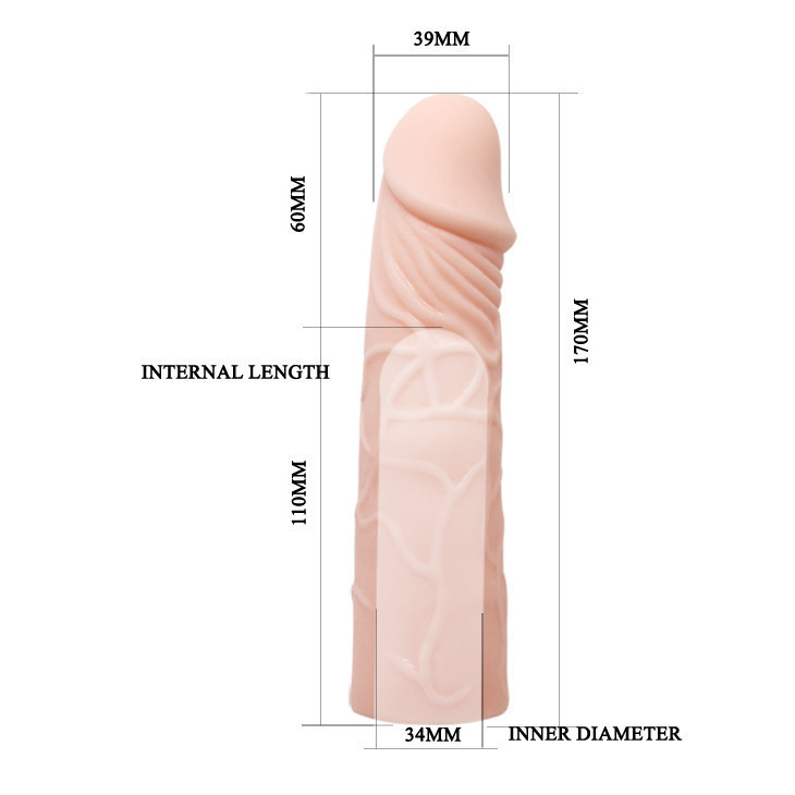 Насадка на пеніс Baile Penis Sleeve, подовжуюча, бежева, 17 × 2,5 см Sex Aura Київ - фото 7