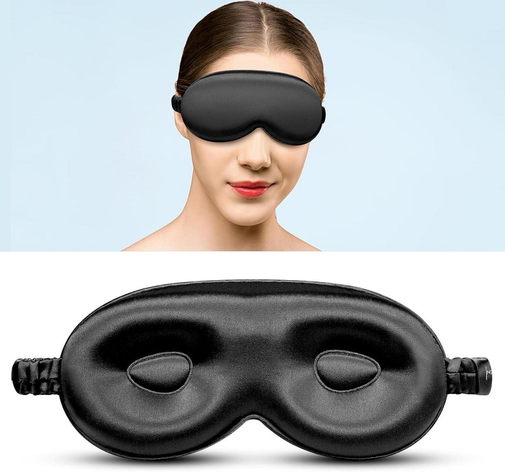 Маска для сна Desmend Silk 3D черная шелковая полная темнота антиморщинная гипоаллергенная Киев - изображение 7