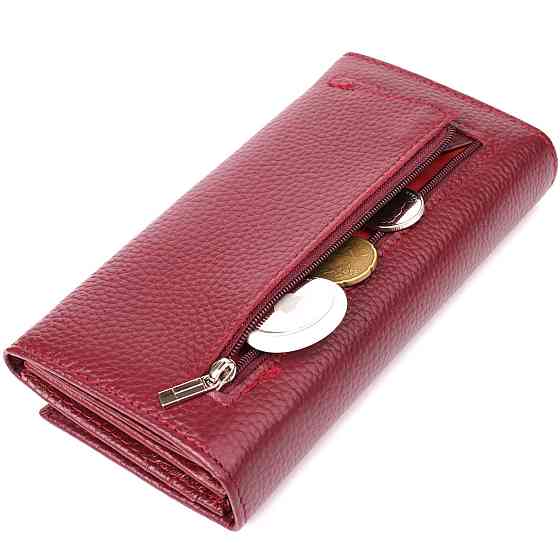 Практичний вертикальний гаманець із натуральної шкіри Бордовий (ST Leather) Київ