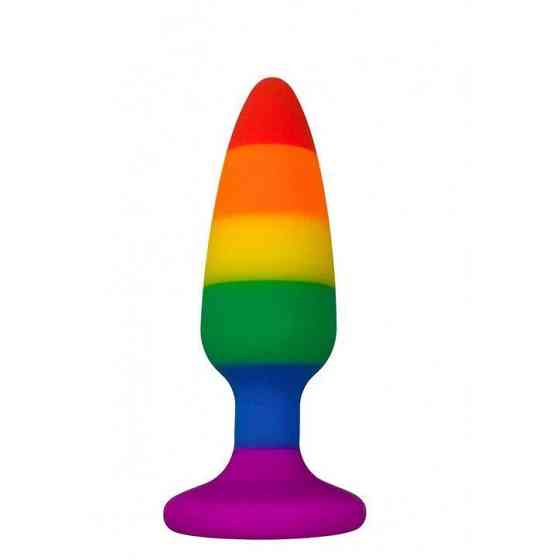 Силиконовая анальная пробка Wooomy Hiperloo Silicone Rainbow Plug M, диаметр 2,9 см, длина 11 см Sex Aura Киев