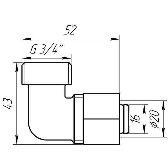 Уголок с наружной резьбой APE ITALY 753 L 3/4″х20 (000000869) Киев