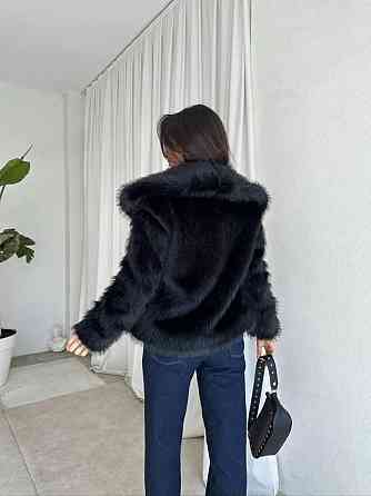 Женская стильная короткая шуба с большим воротником искусственный мех Черный, 42 Одесса