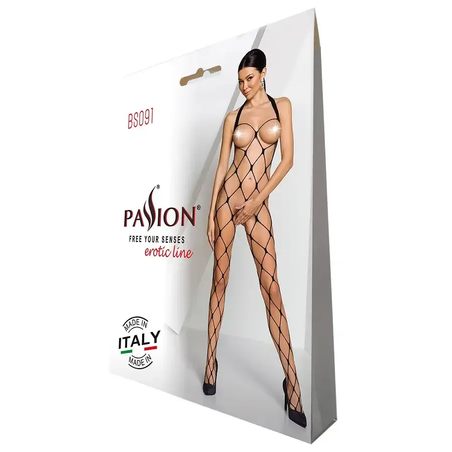 Бодістокінг у дуже велику сітку Passion BS091 black, з доступом Львів - фото 6